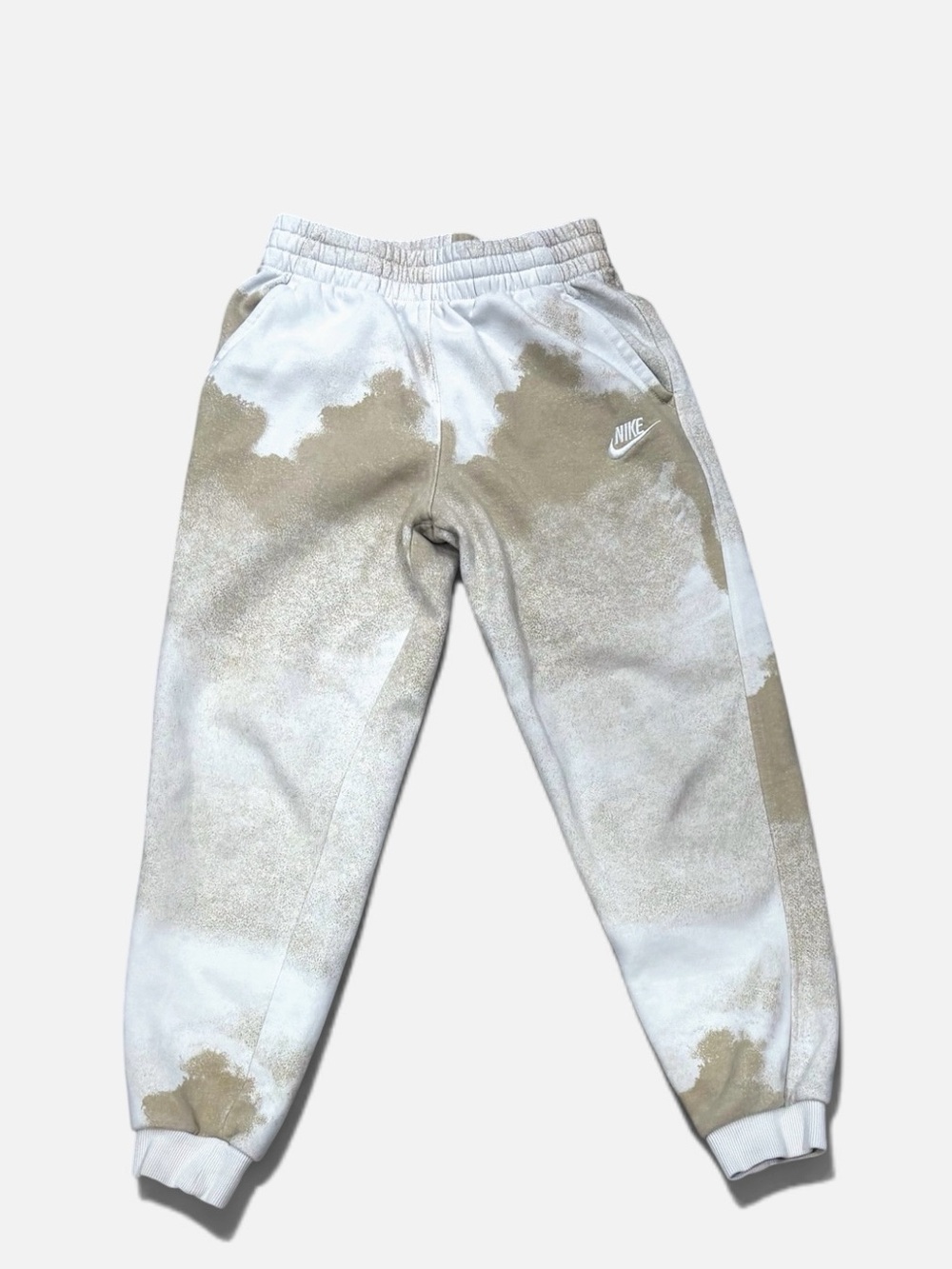 Nike Sportswear Club Fleece Tie Dye Joggers Kids Large Beige White Sweatpants